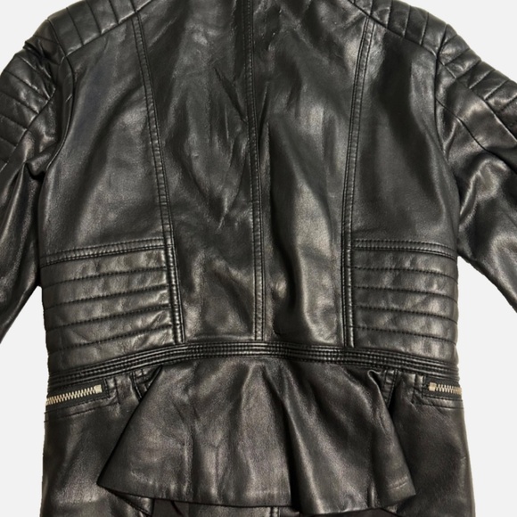 H&M Faux Leather Jacket Women’s Moto 6 Quilted Black Zipper Biker Vegan - Picture 7 of 12